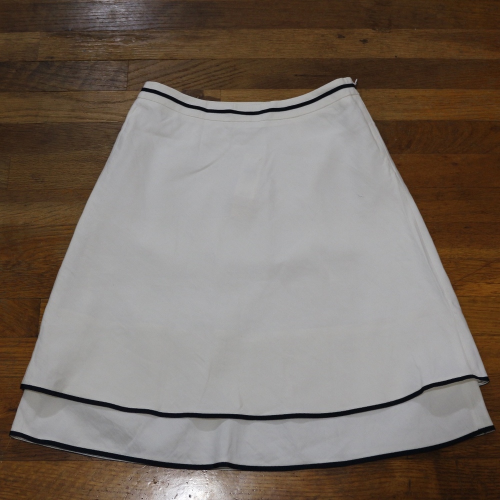 Ann Taylor LOFT Petite White & Navy A Line Skirt